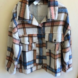 Brand new fleece plaid jkt by Pol